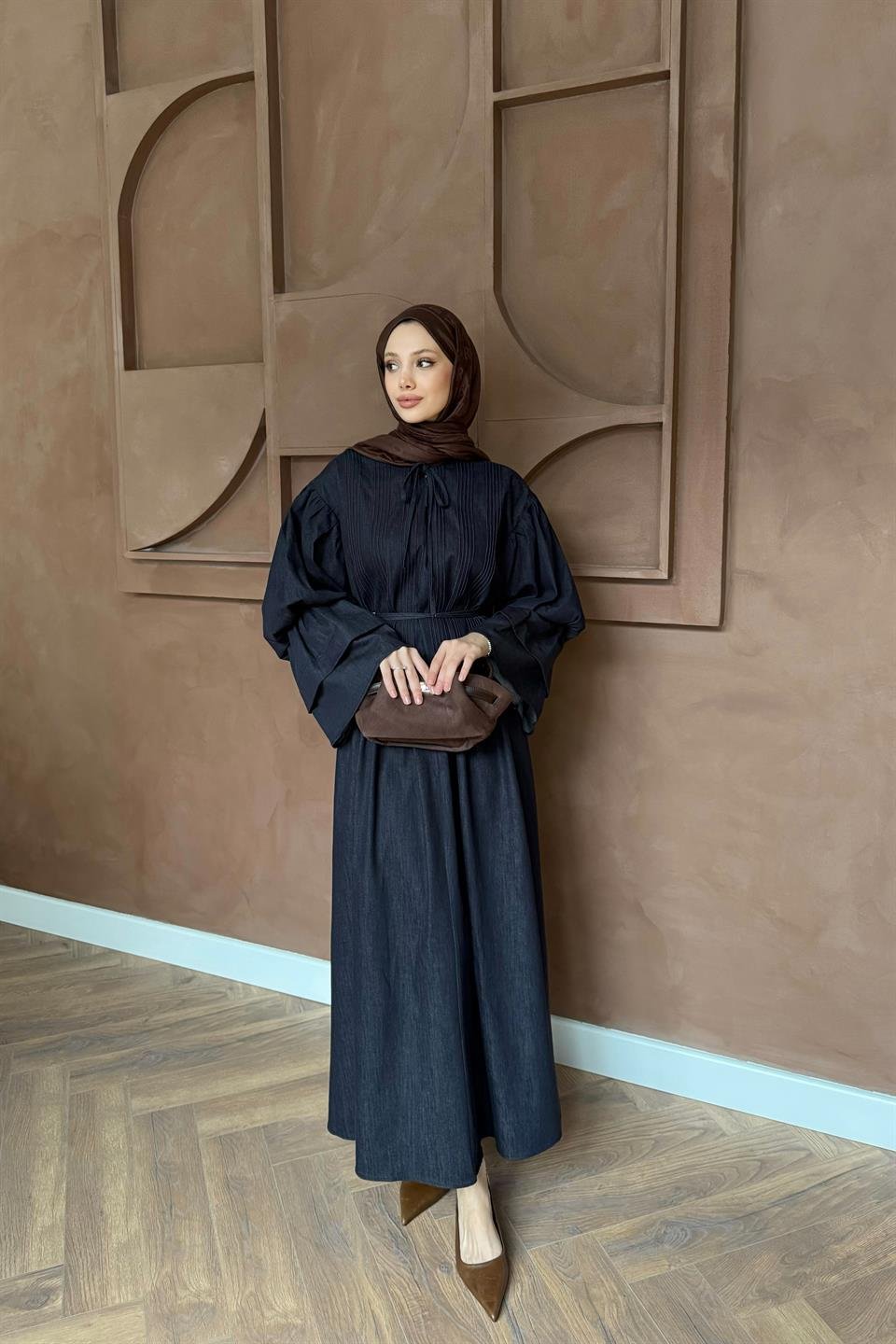 Ruffled Flounce Sleeve Dress - Blue