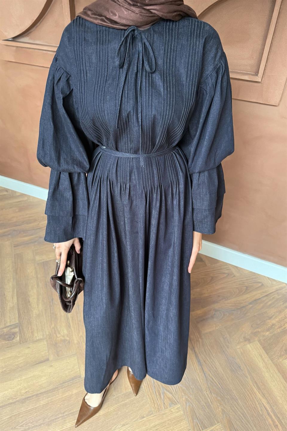 Ruffled Flounce Sleeve Dress - Blue