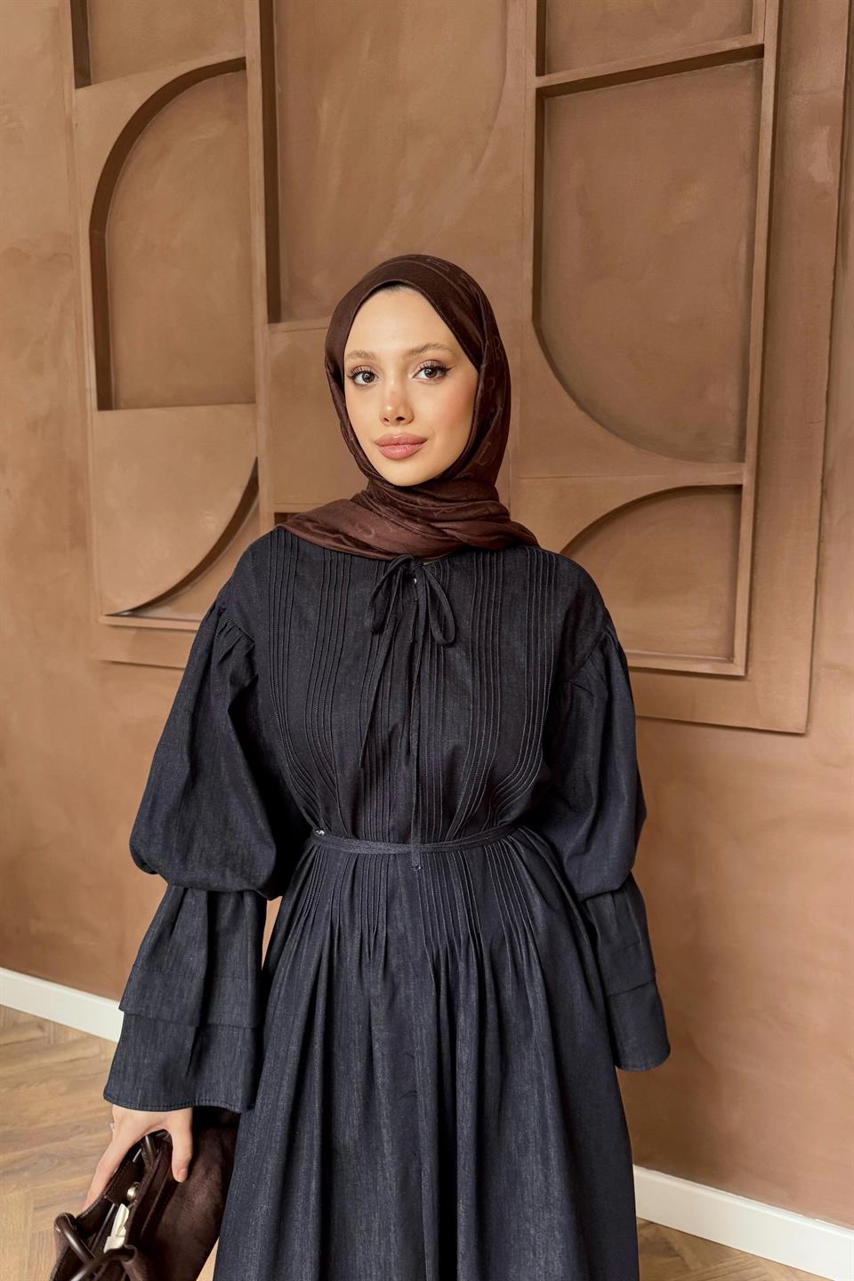 Ruffled Flounce Sleeve Dress - Blue