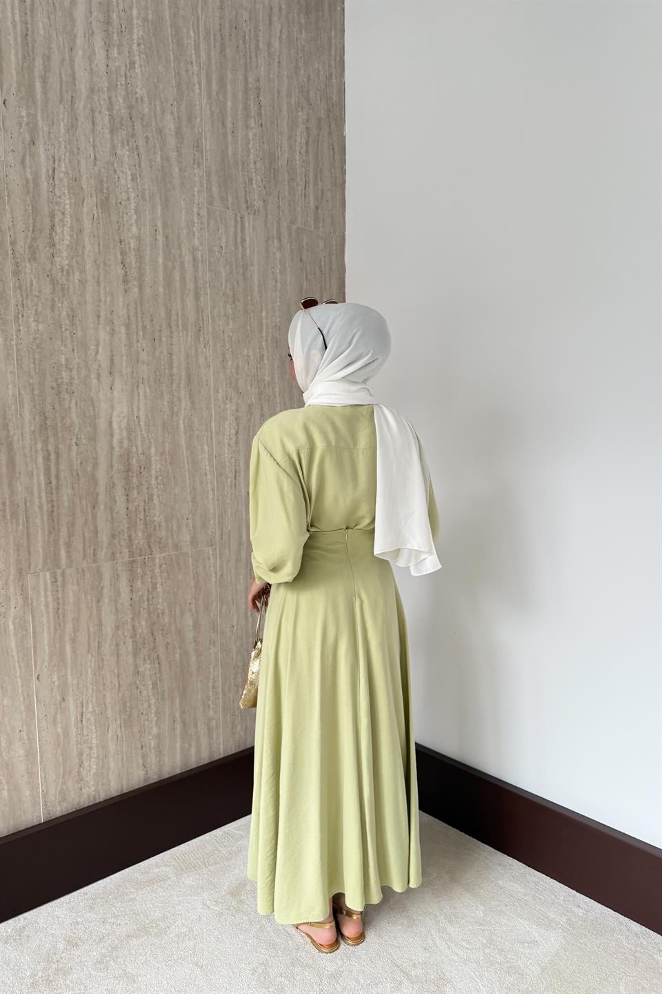 Fular Bağlamalı Modal Etekli Takım - Mint