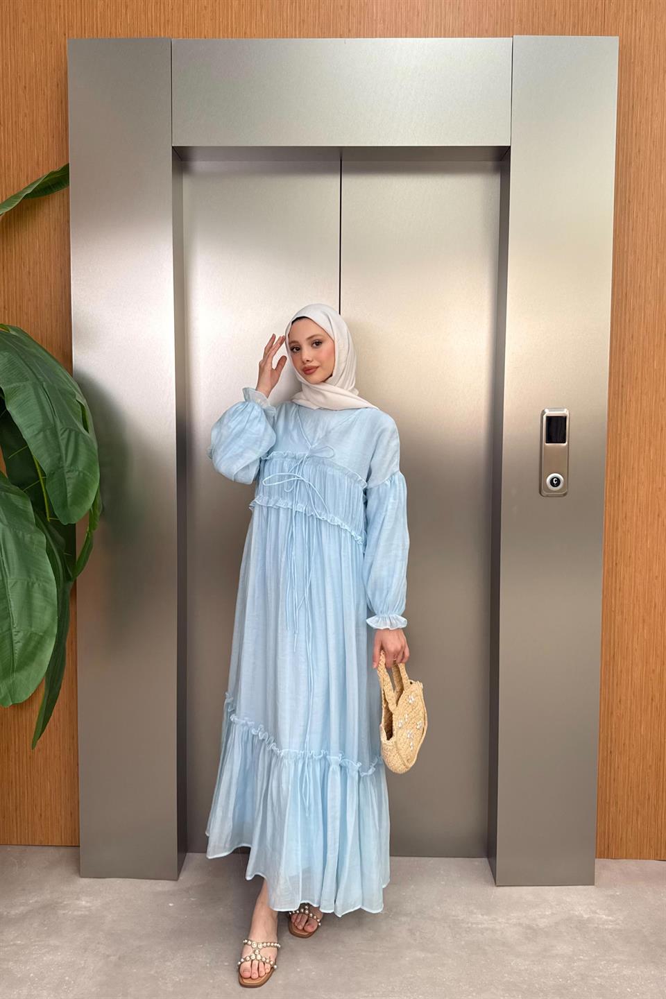 Guipure Voile Dress - Blue