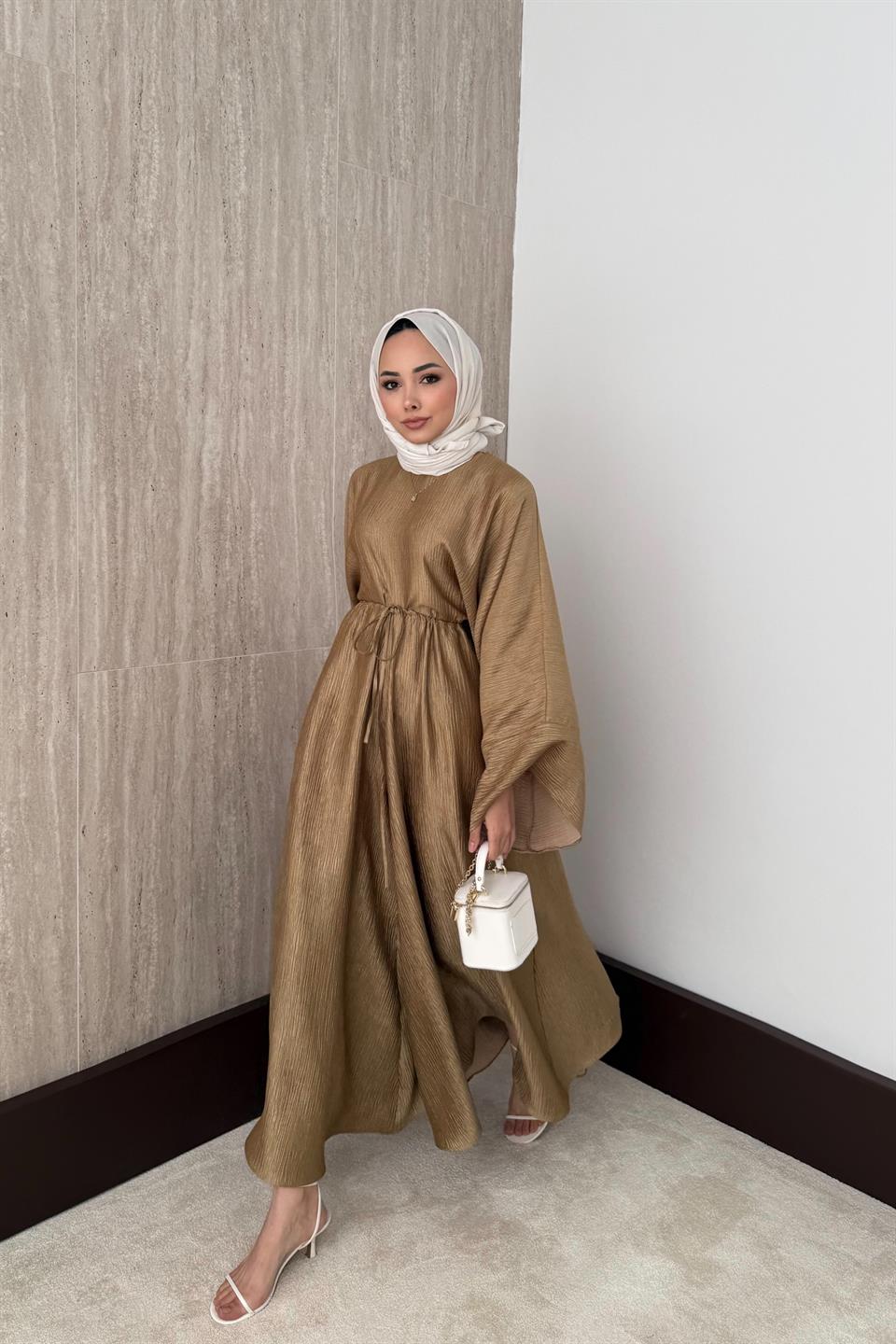 Jakarlı Saten Pantolonlu Takım - Gold