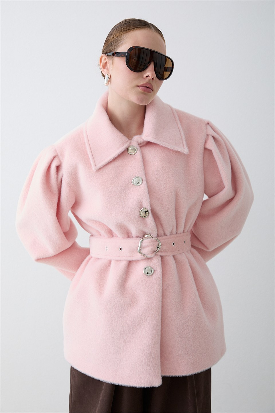 Kemerli Goldfox Ceket - Pembe