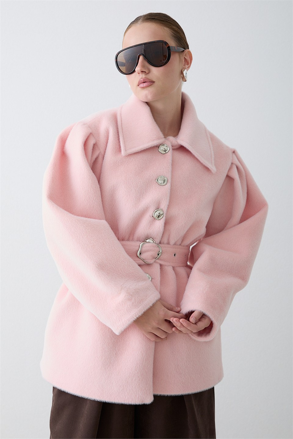 Kemerli Goldfox Ceket - Pembe