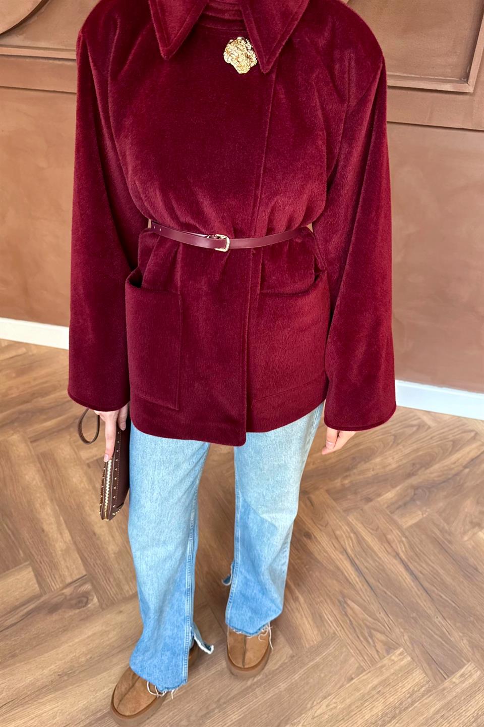 Kemerli Goldfox Kaban - Bordo