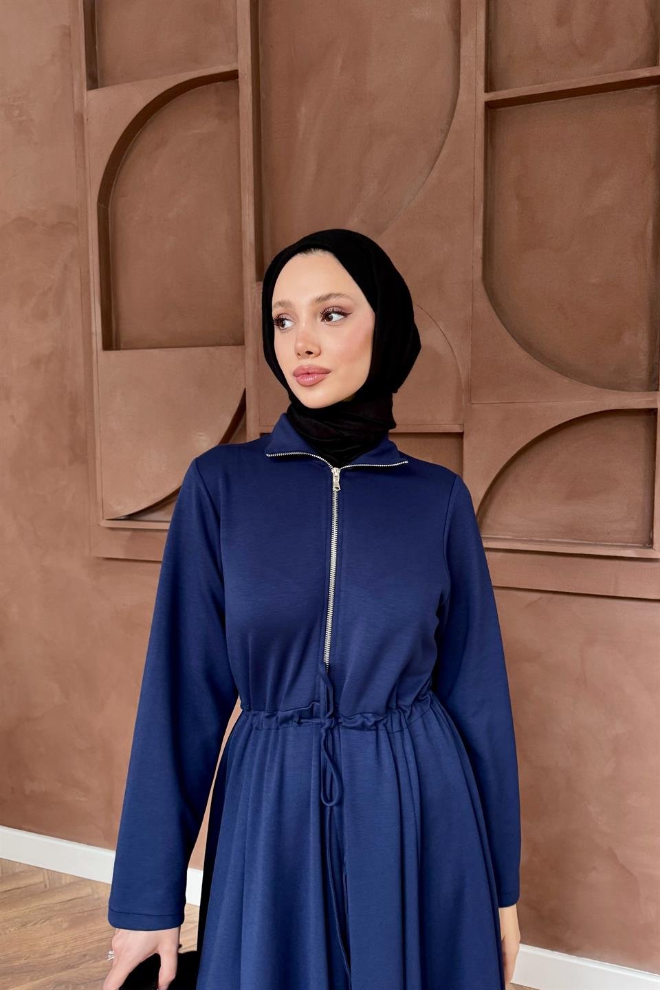 Scuba Dress with Bridge Belt - Blue