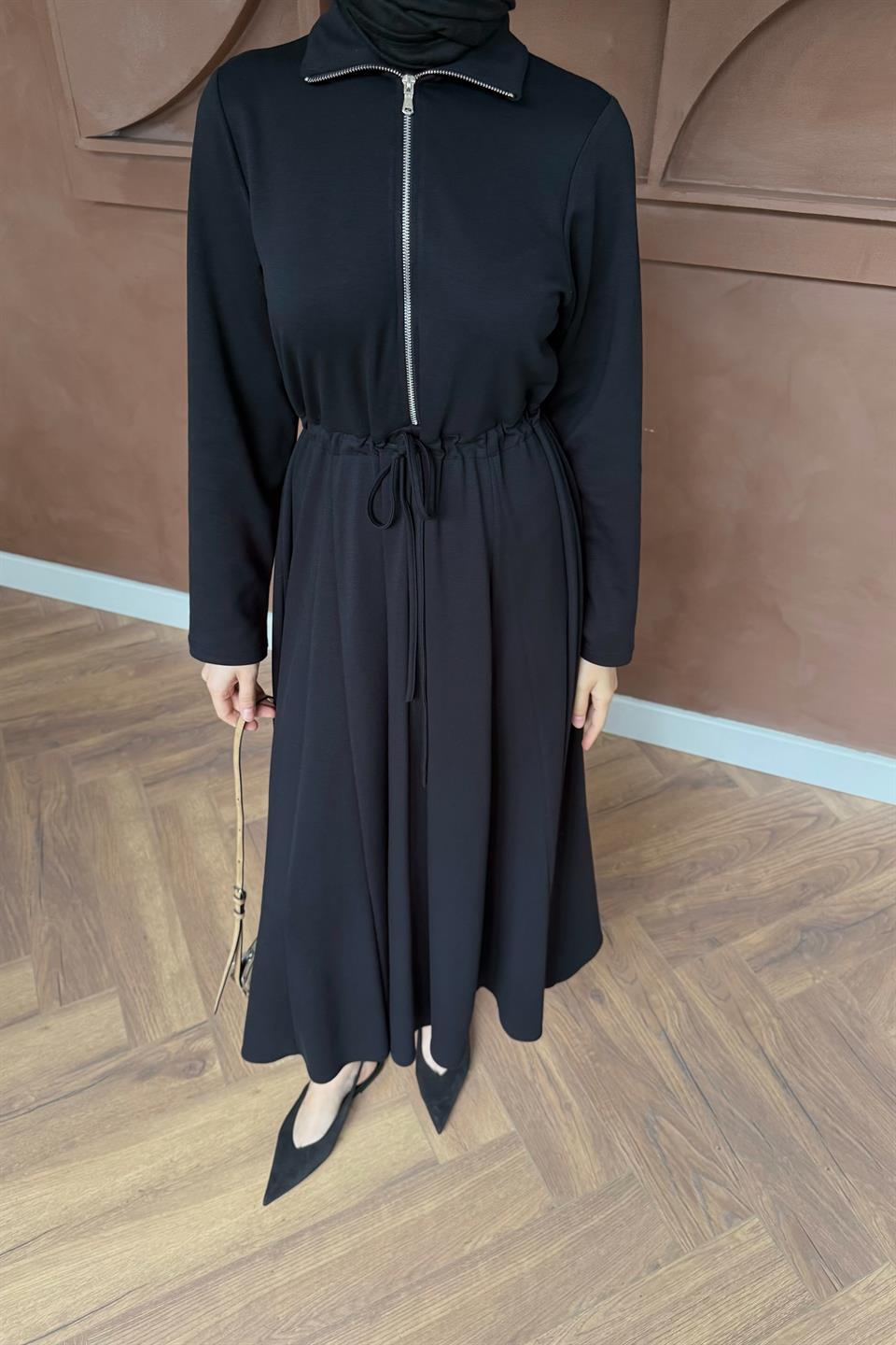 Scuba Dress with Bridge Belt - Black 