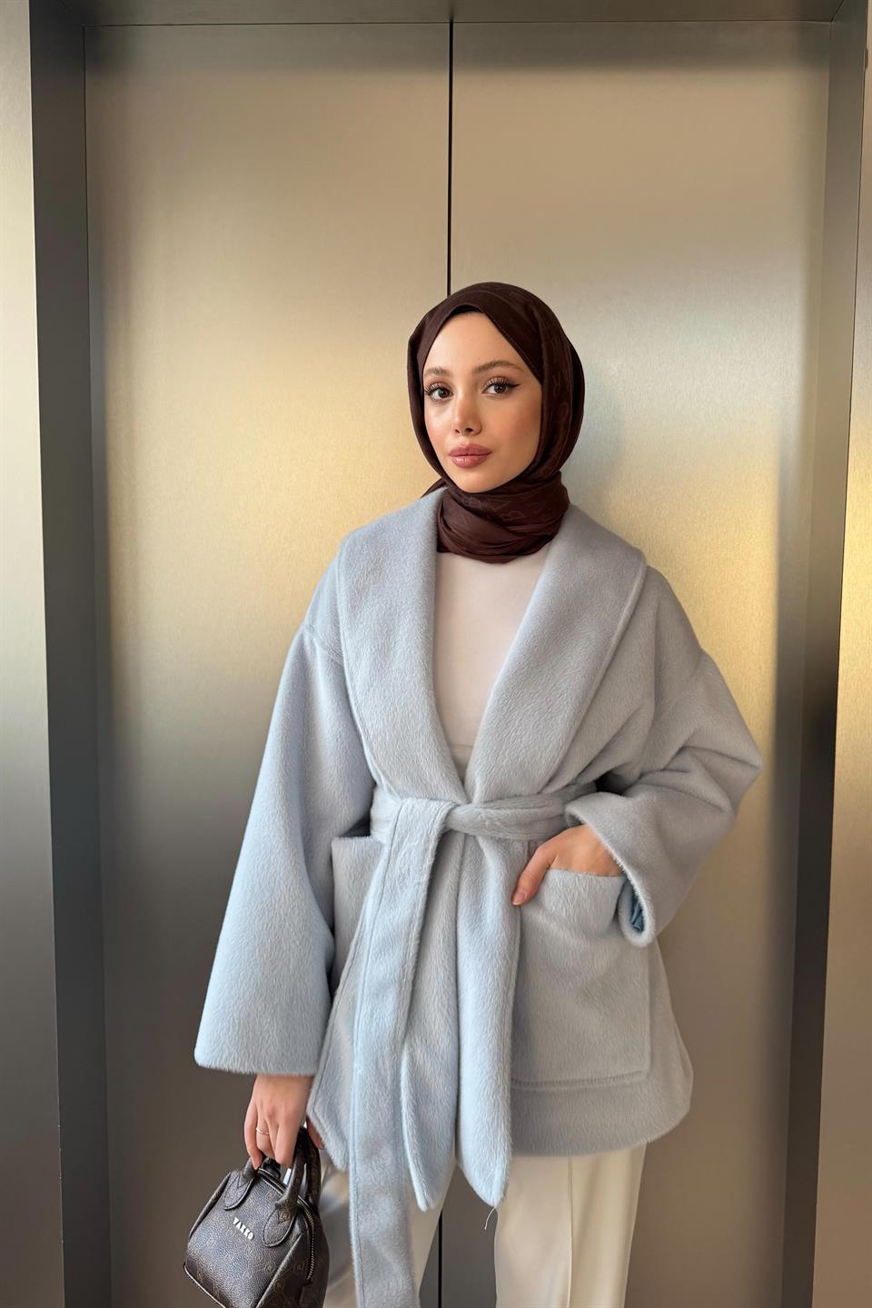 Kuşaklı Goldfox Ceket - Mavi