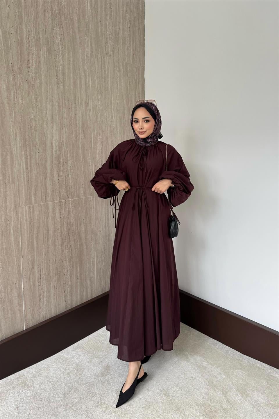 Lady Oversize Elbise - Bordo