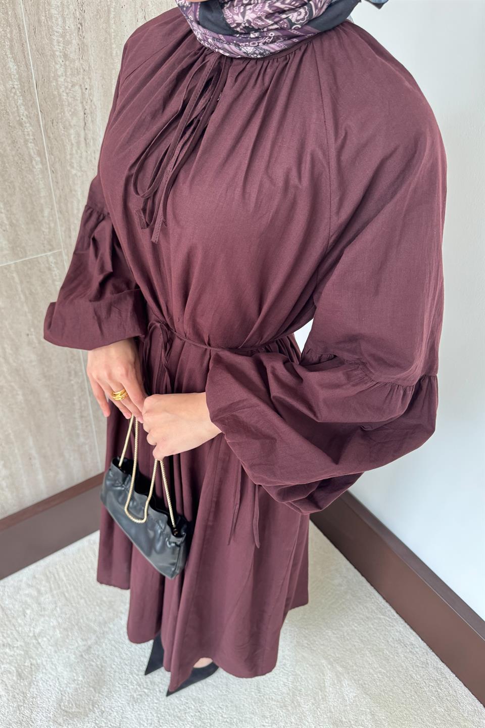 Lady Oversize Elbise - Bordo