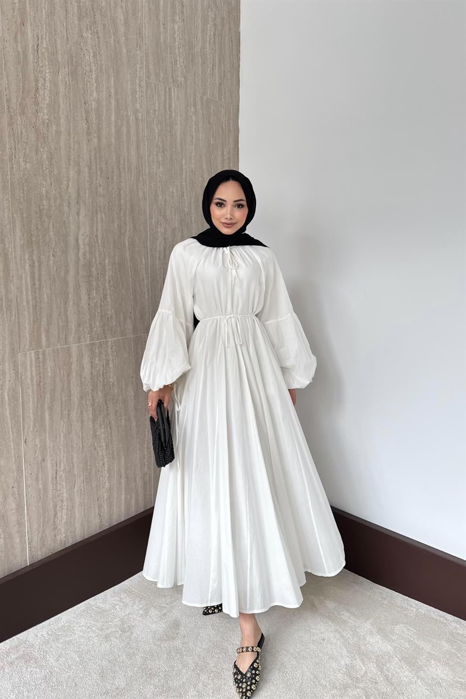 Lady Oversize Elbise - Ekru