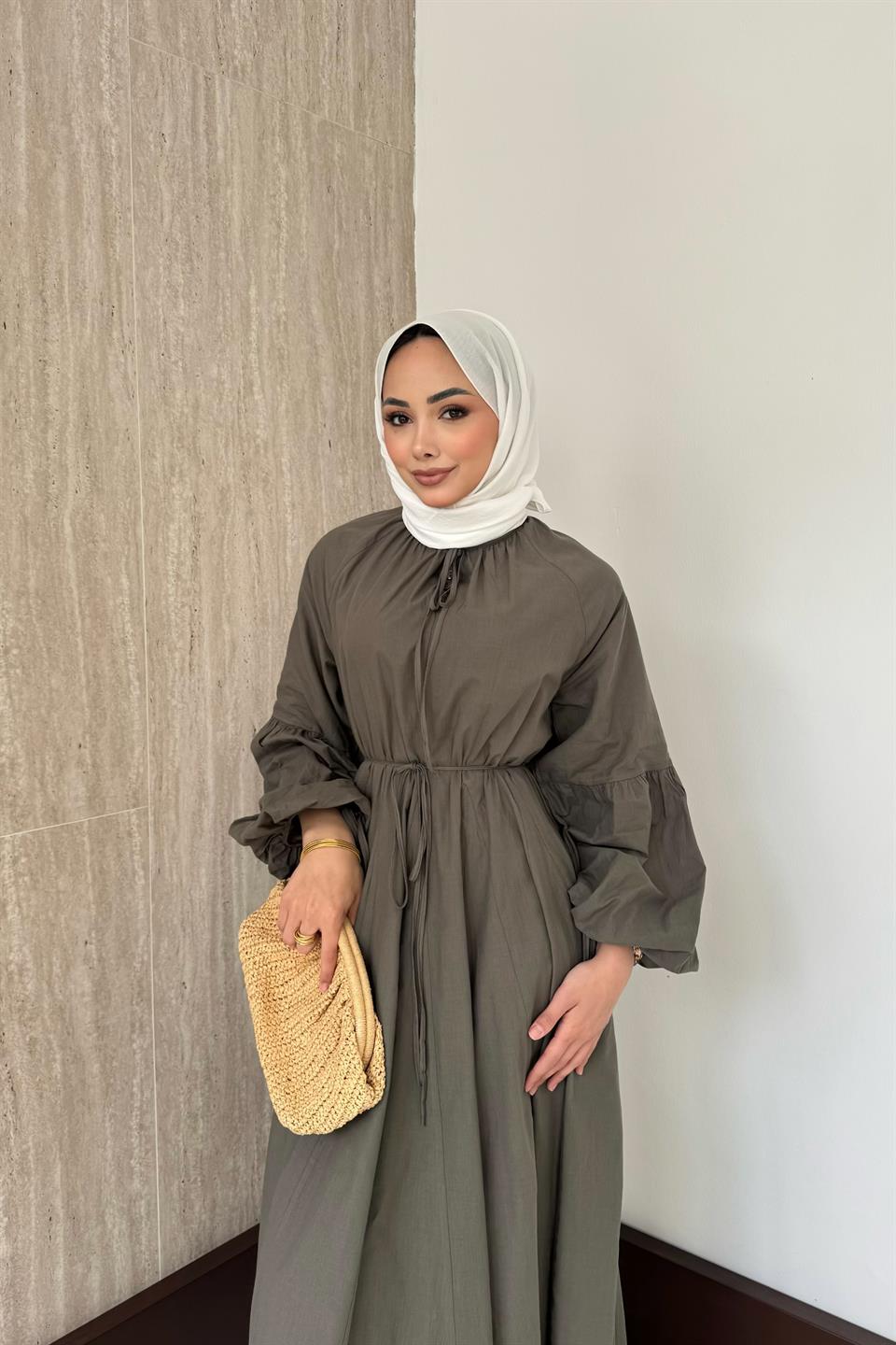 Lady Oversize Elbise - Haki