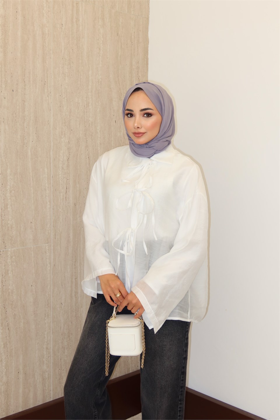Lily Önden Bağlamalı Gömlek - Beyaz