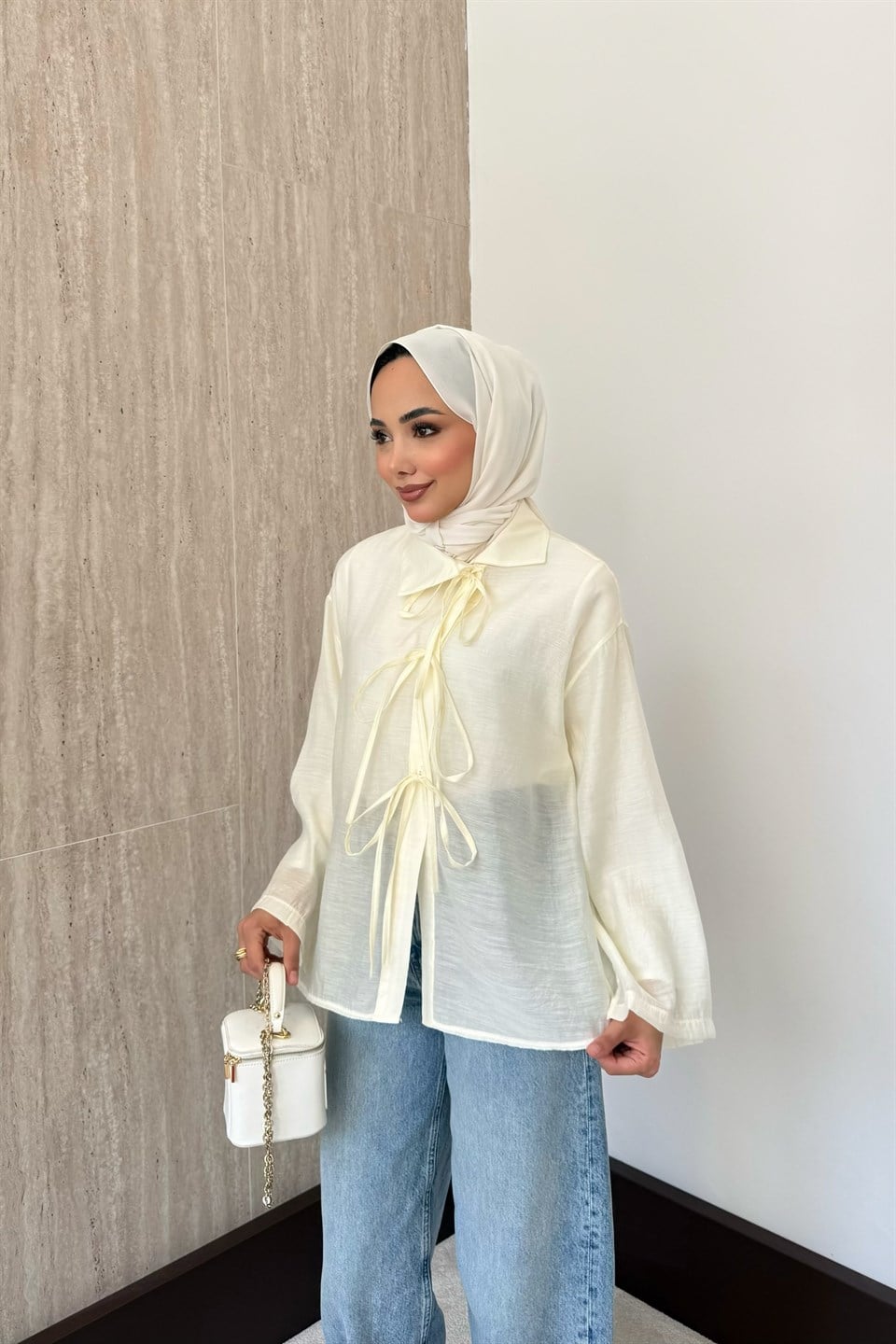 Lily Önden Bağlamalı Gömlek - Sarı