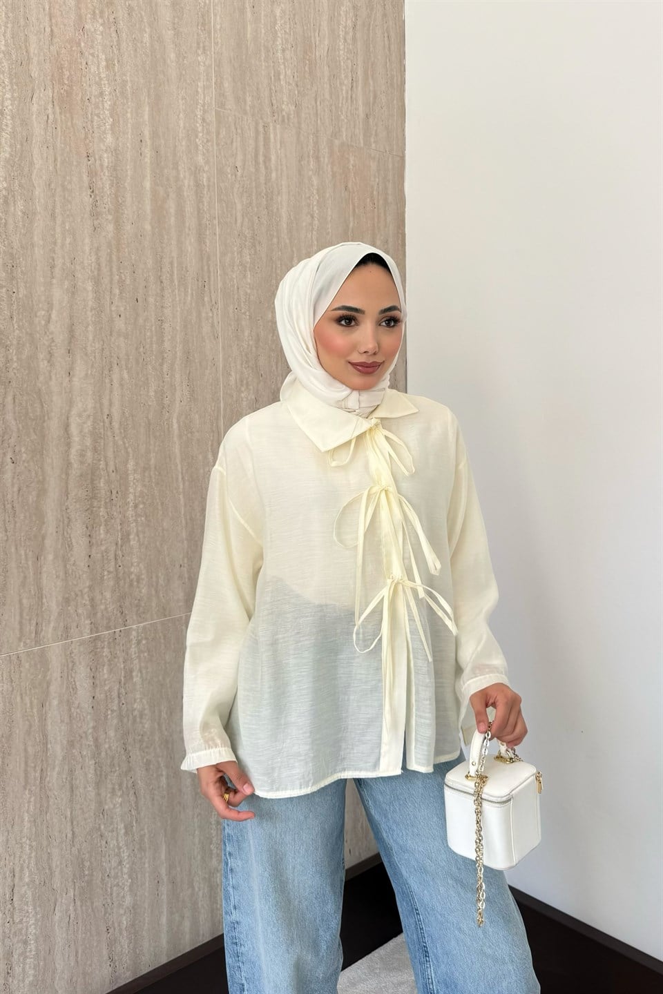 Lily Önden Bağlamalı Gömlek - Sarı