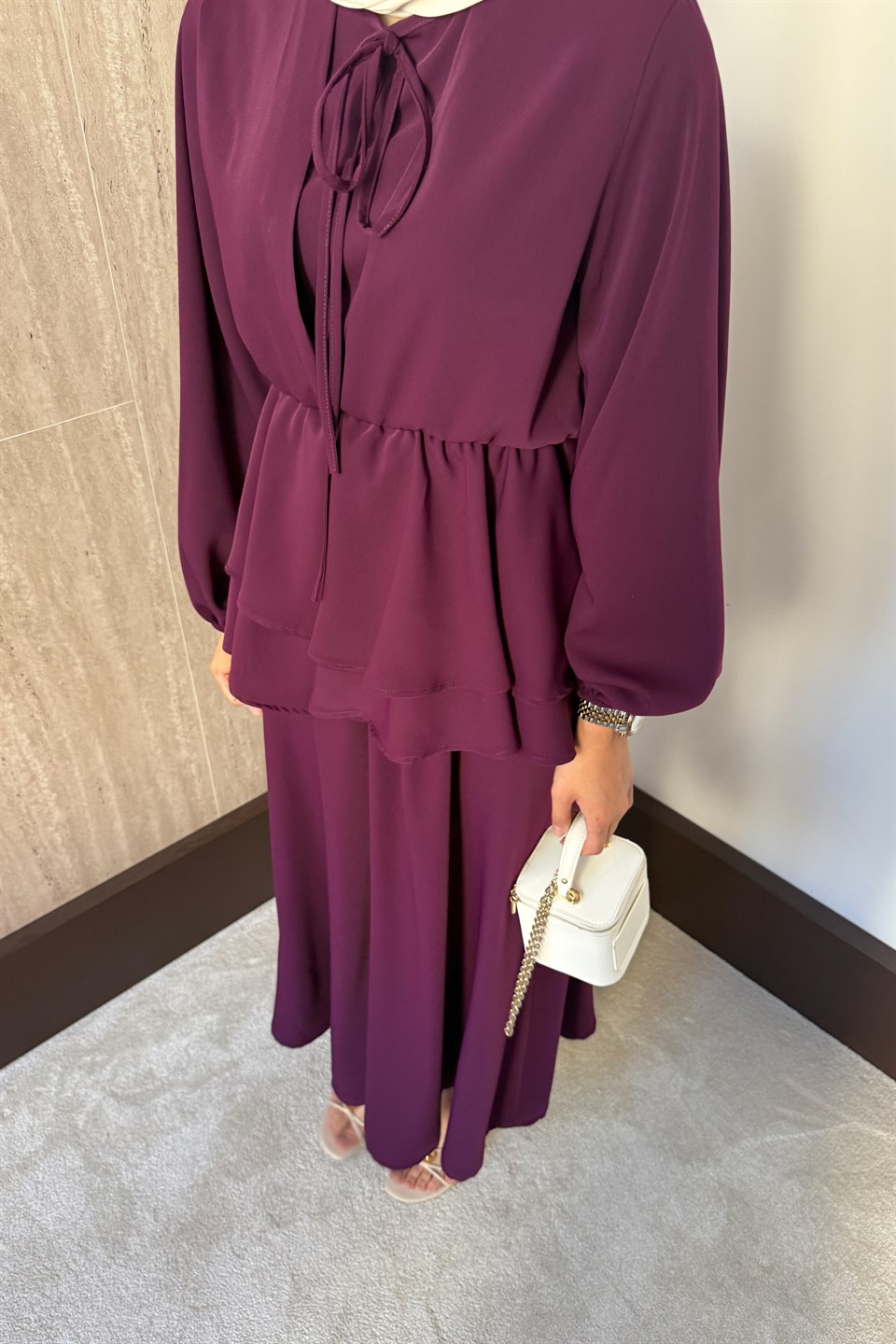 Liya Pantolonlu Takım - Mürdüm