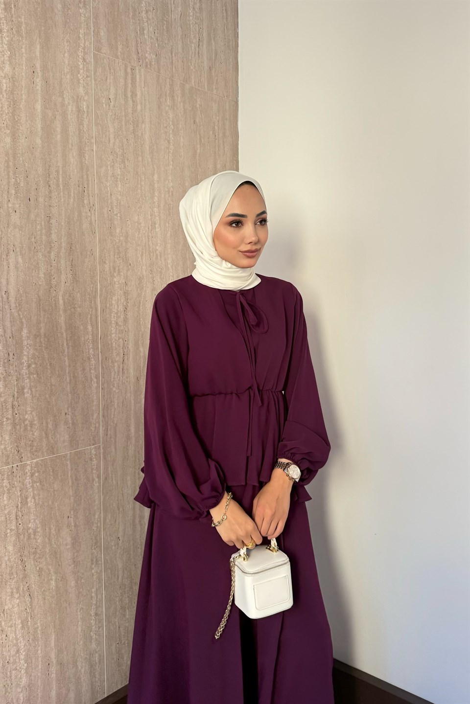 Liya Pantolonlu Takım - Mürdüm
