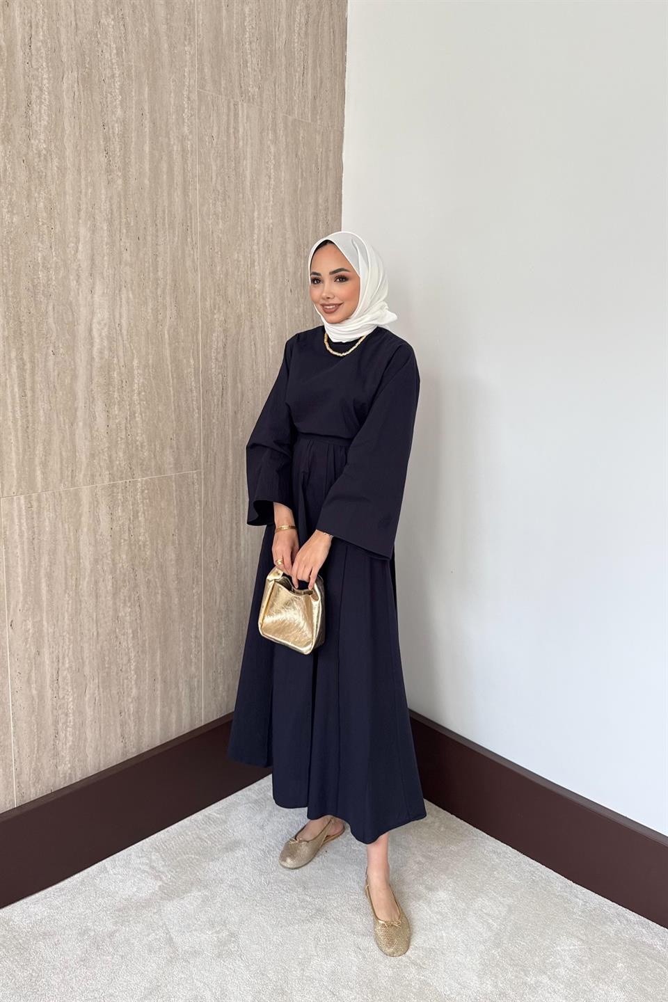 Luna Poplin Etekli Takım - Lacivert