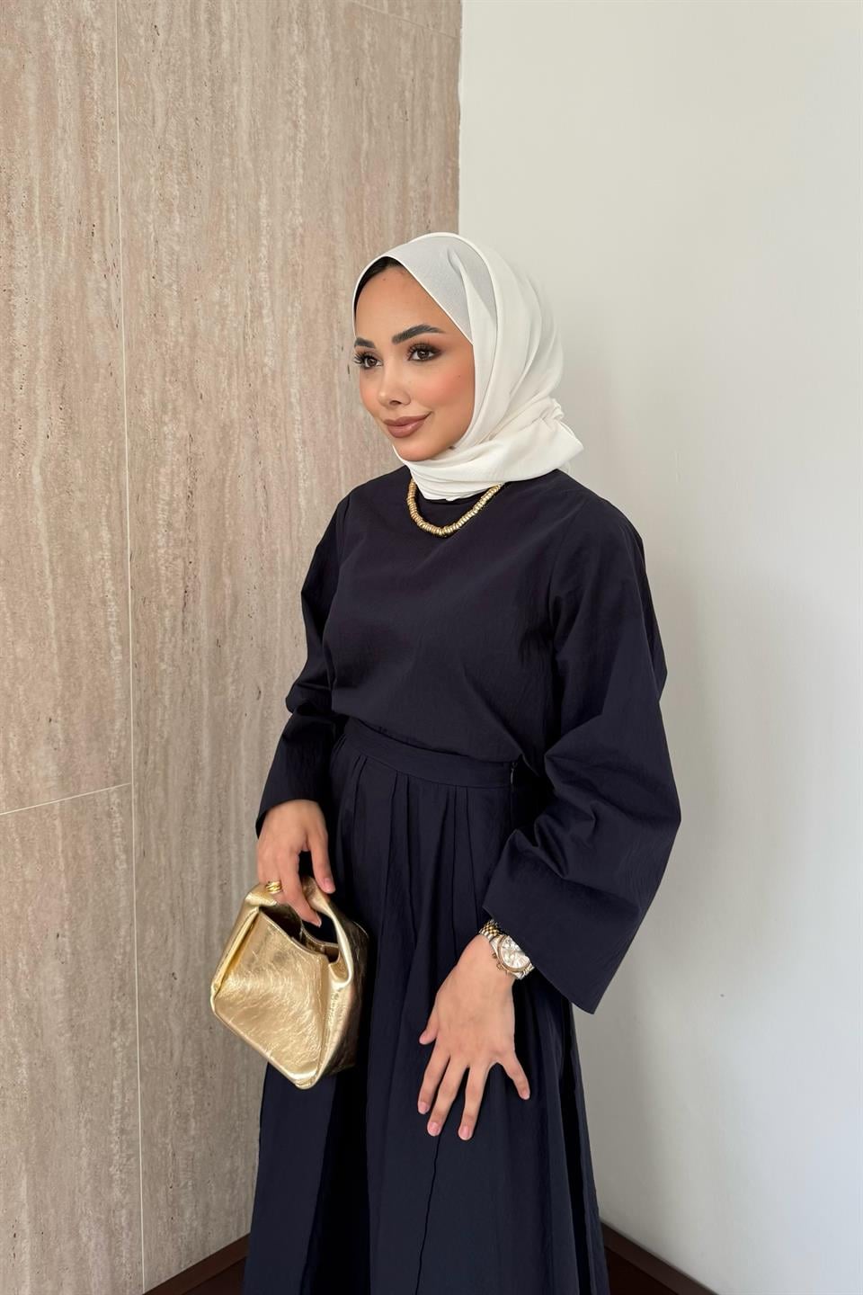 Luna Poplin Etekli Takım - Lacivert