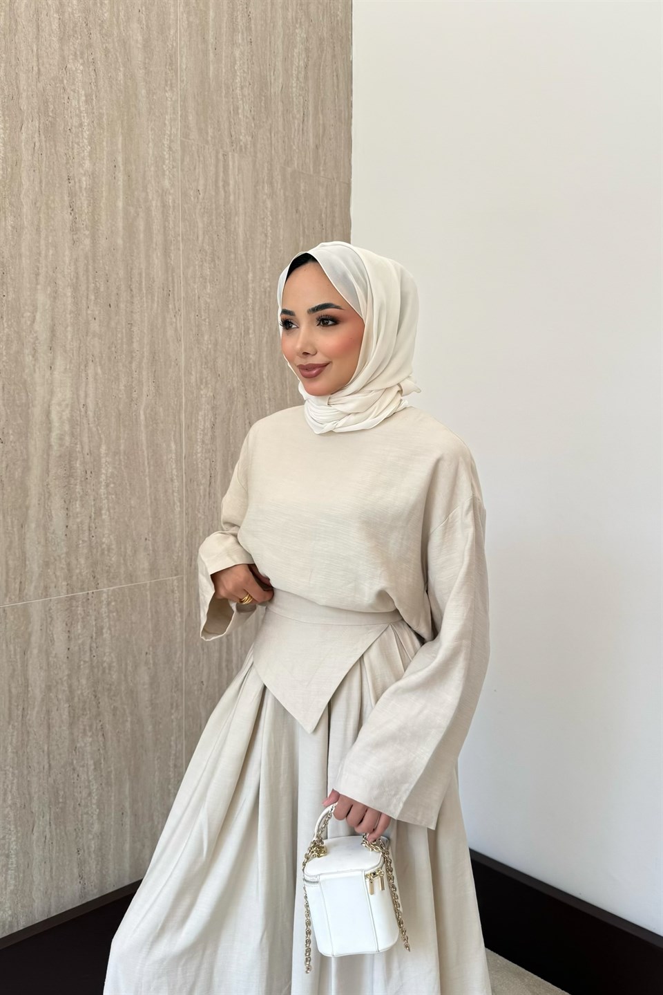 Mia Keten Pantolonlu Takım - Taş