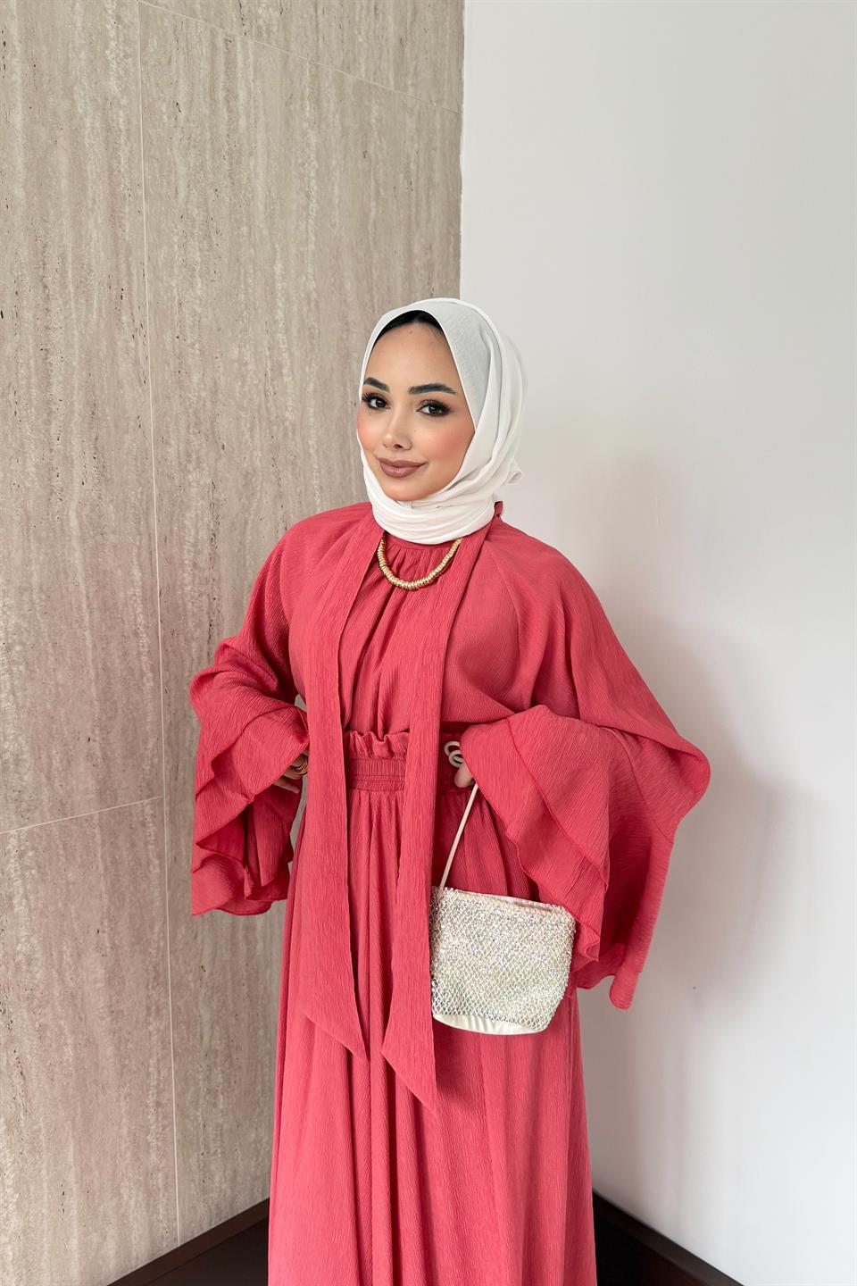 Mono Piliseli Etekli Takım - Kırmızı