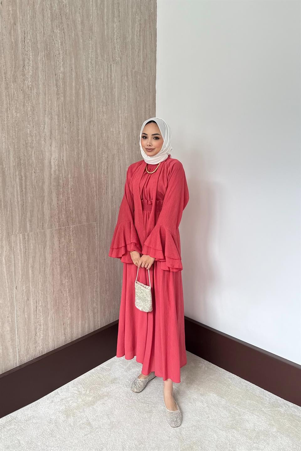 Mono Piliseli Etekli Takım - Kırmızı