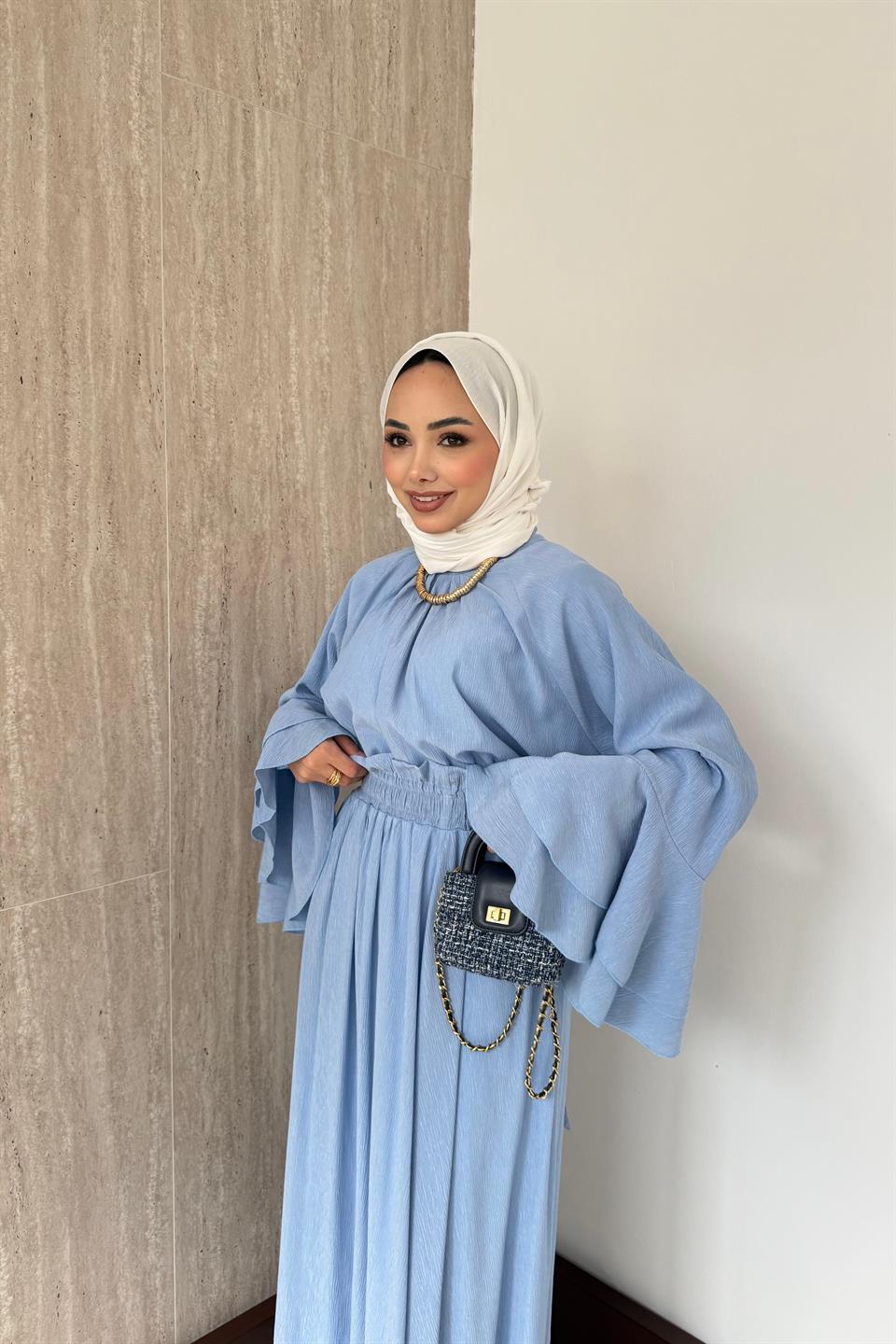 Mono Piliseli Etekli Takım - Mavi