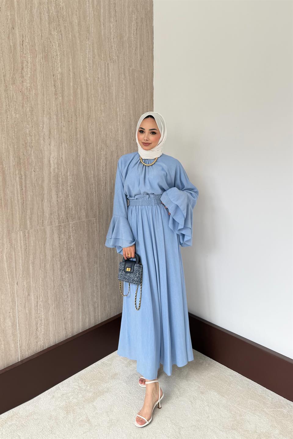 Mono Piliseli Etekli Takım - Mavi