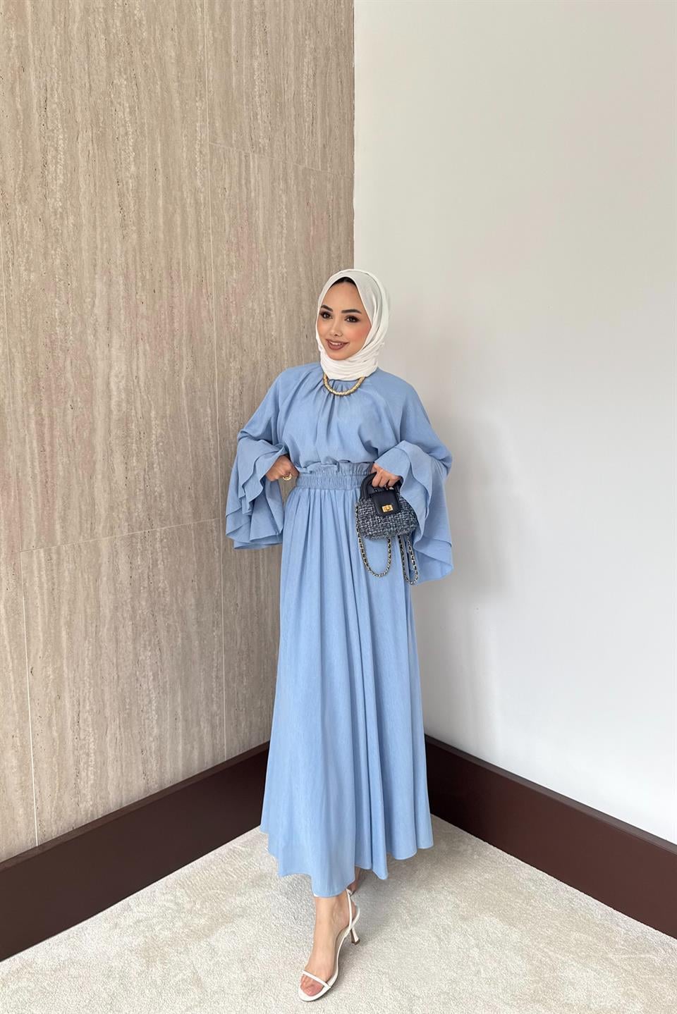 Mono Piliseli Etekli Takım - Mavi