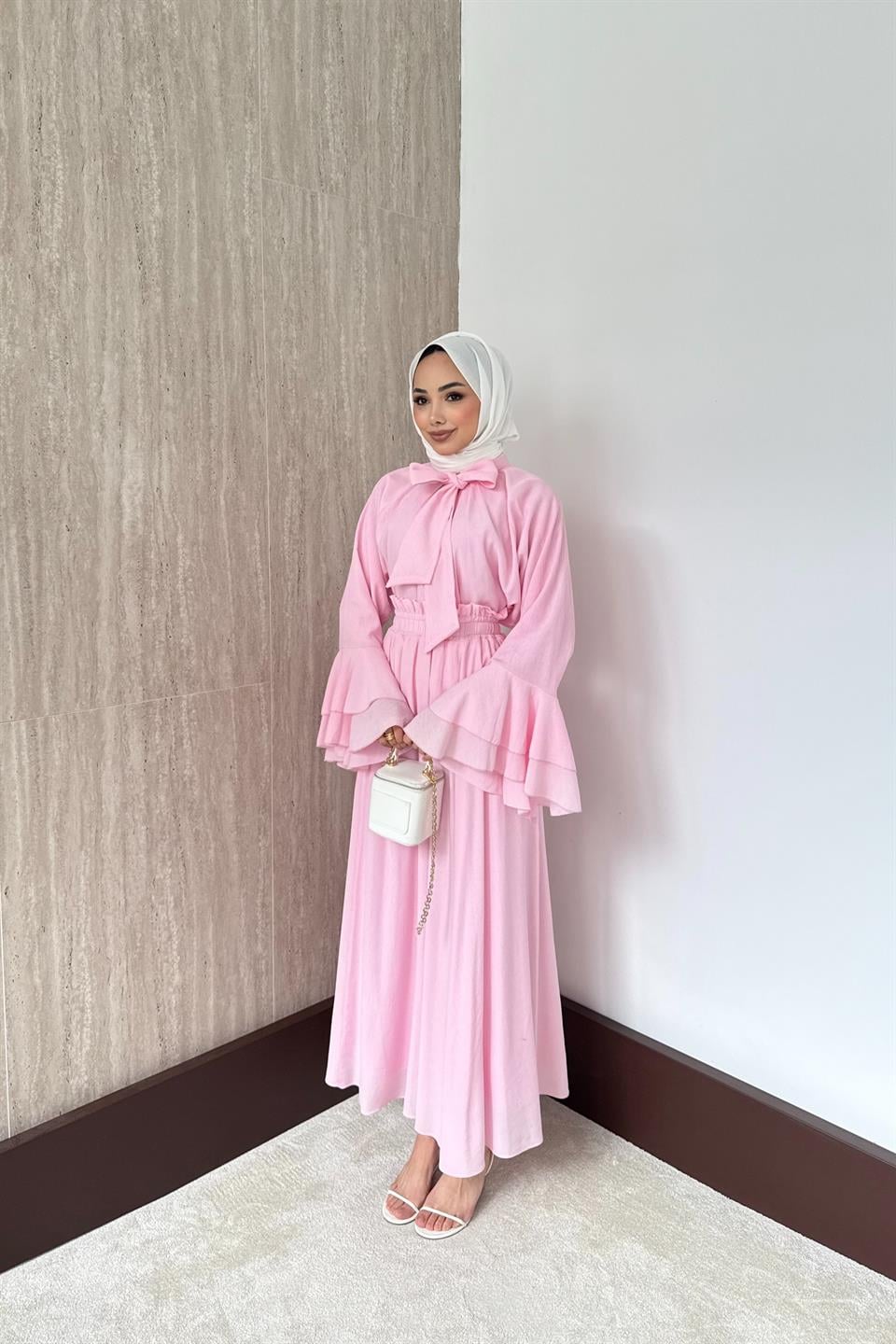 Mono Piliseli Etekli Takım - Pembe