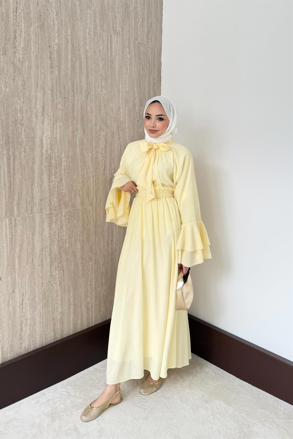 Mono Piliseli Etekli Takım - Sarı