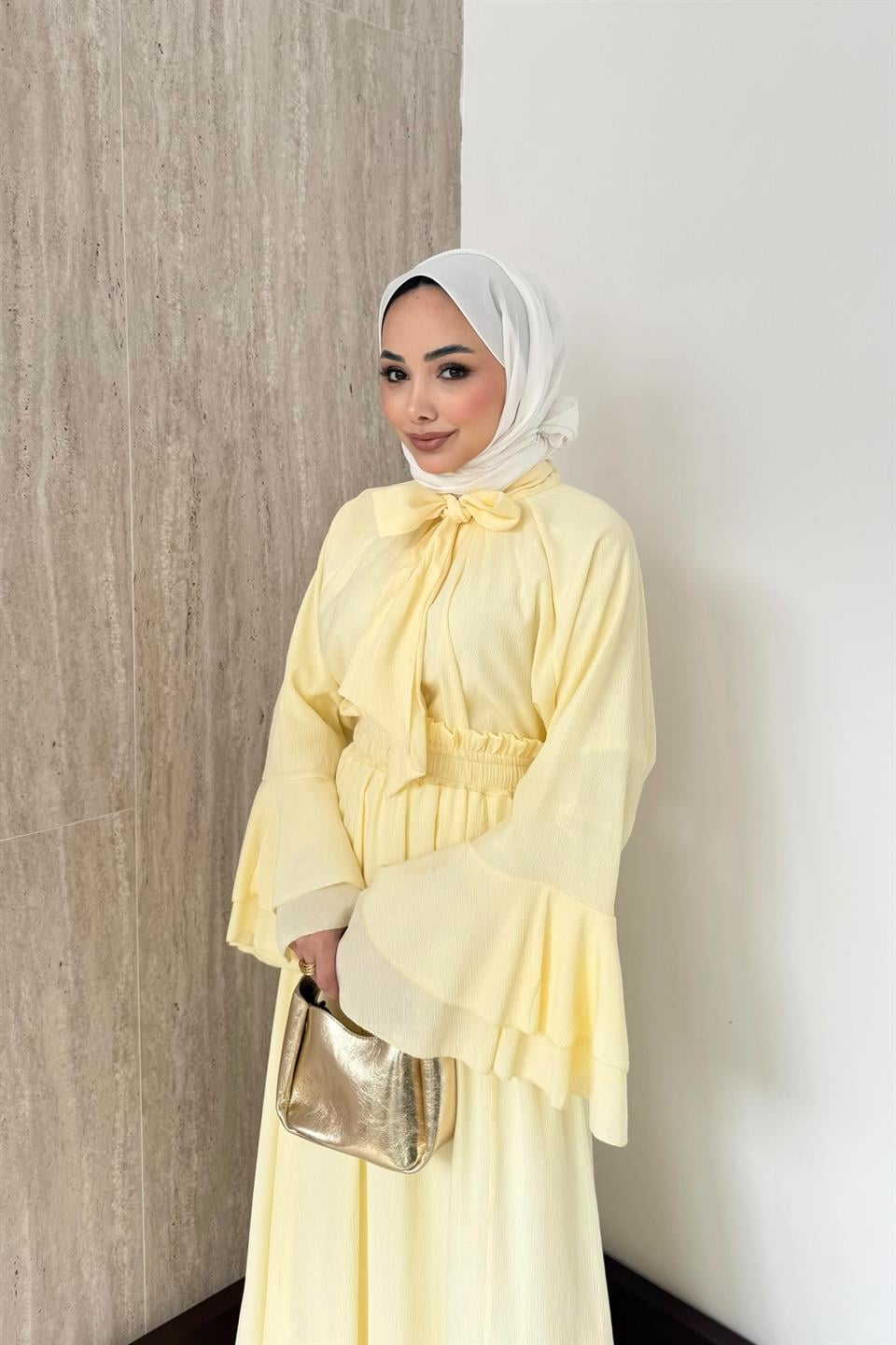 Mono Piliseli Etekli Takım - Sarı