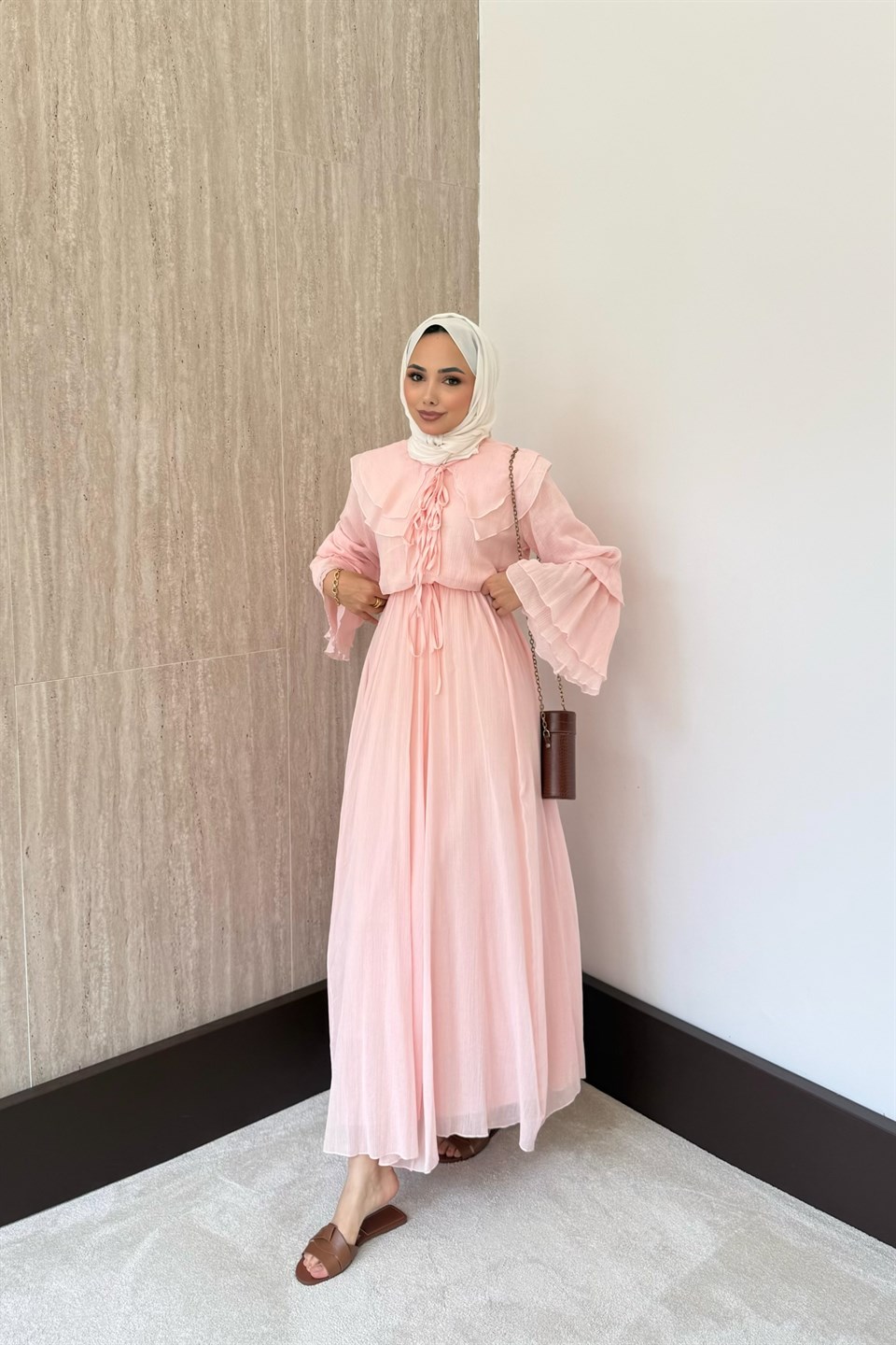 More Fırfırlı Elbise - Pembe