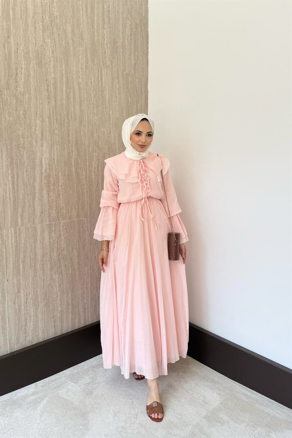 More Fırfırlı Elbise - Pembe