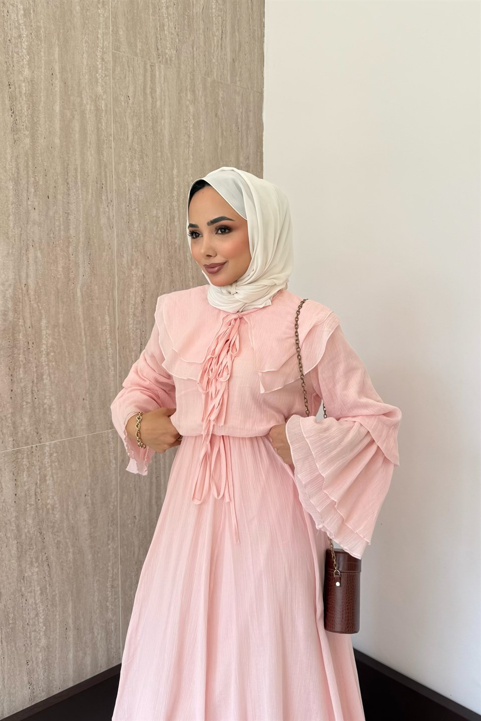 More Fırfırlı Elbise - Pembe