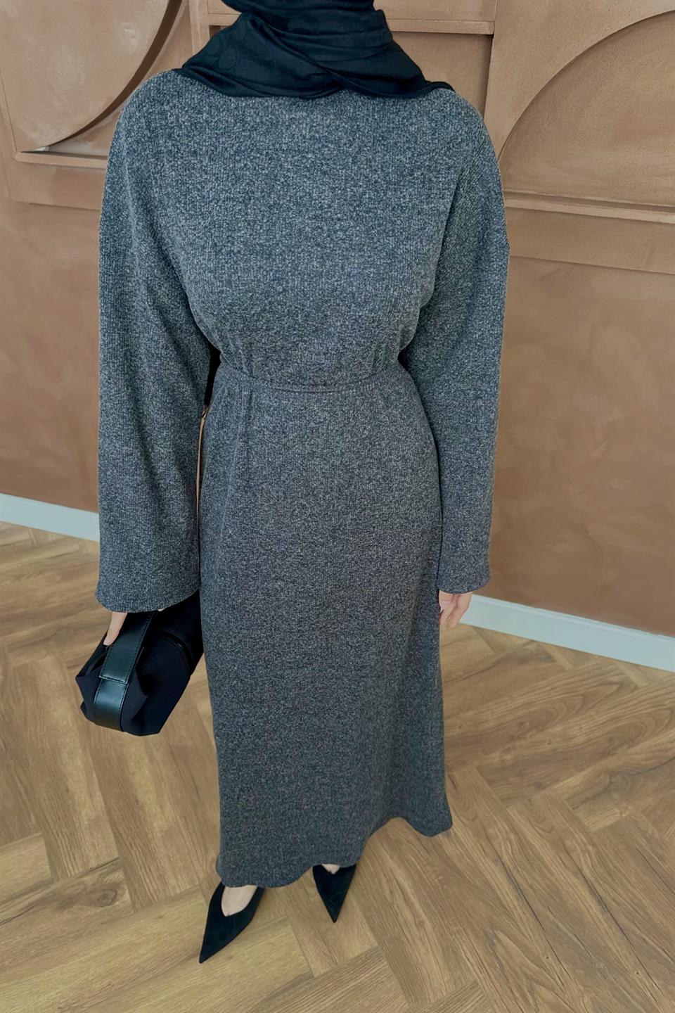 Knitted Sweater Dress - Black