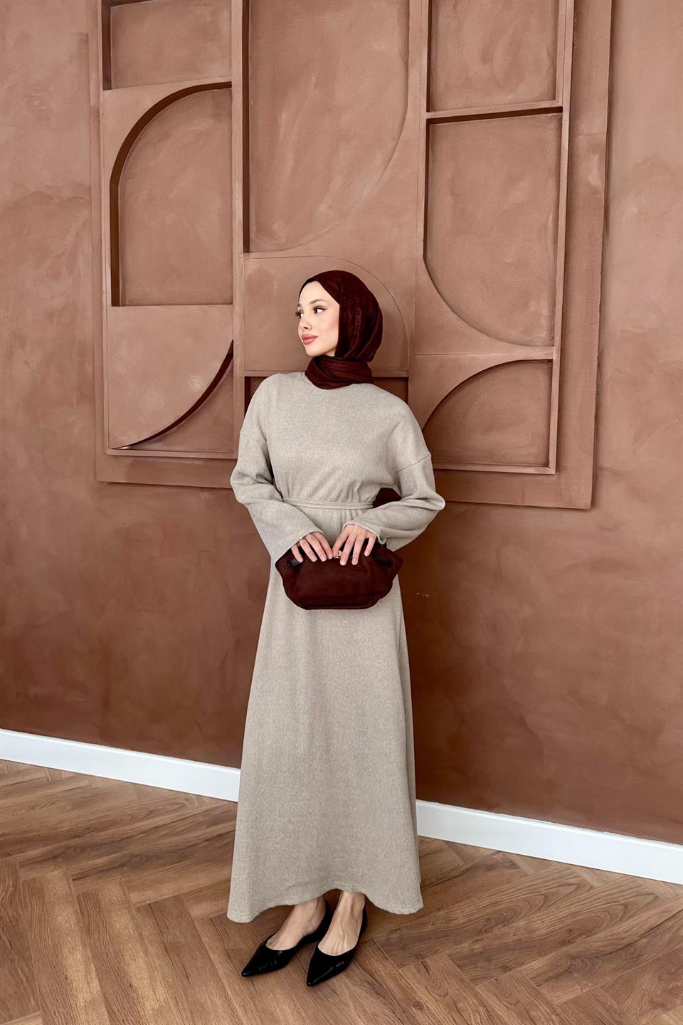 Knitted Sweater Dress - Stone