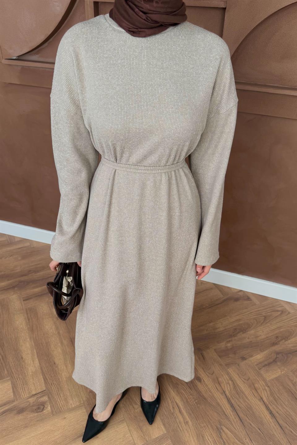 Knitted Sweater Dress - Stone