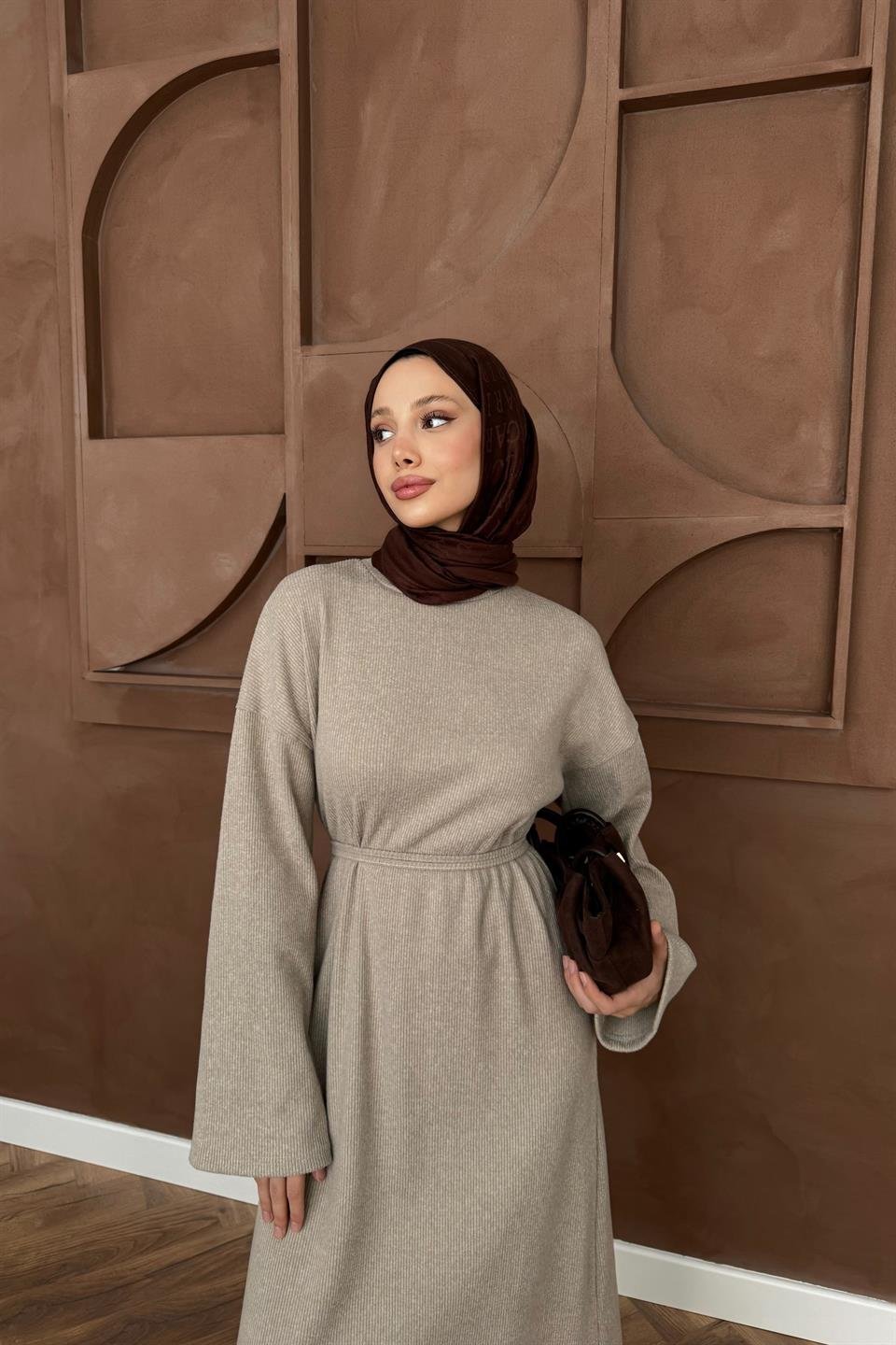 Knitted Sweater Dress - Stone