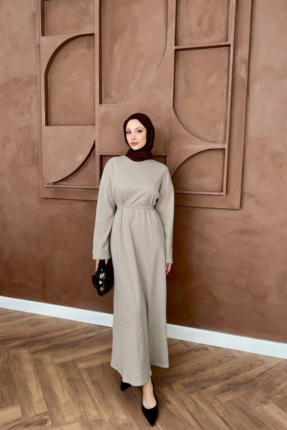 Knitted Sweater Dress - Stone