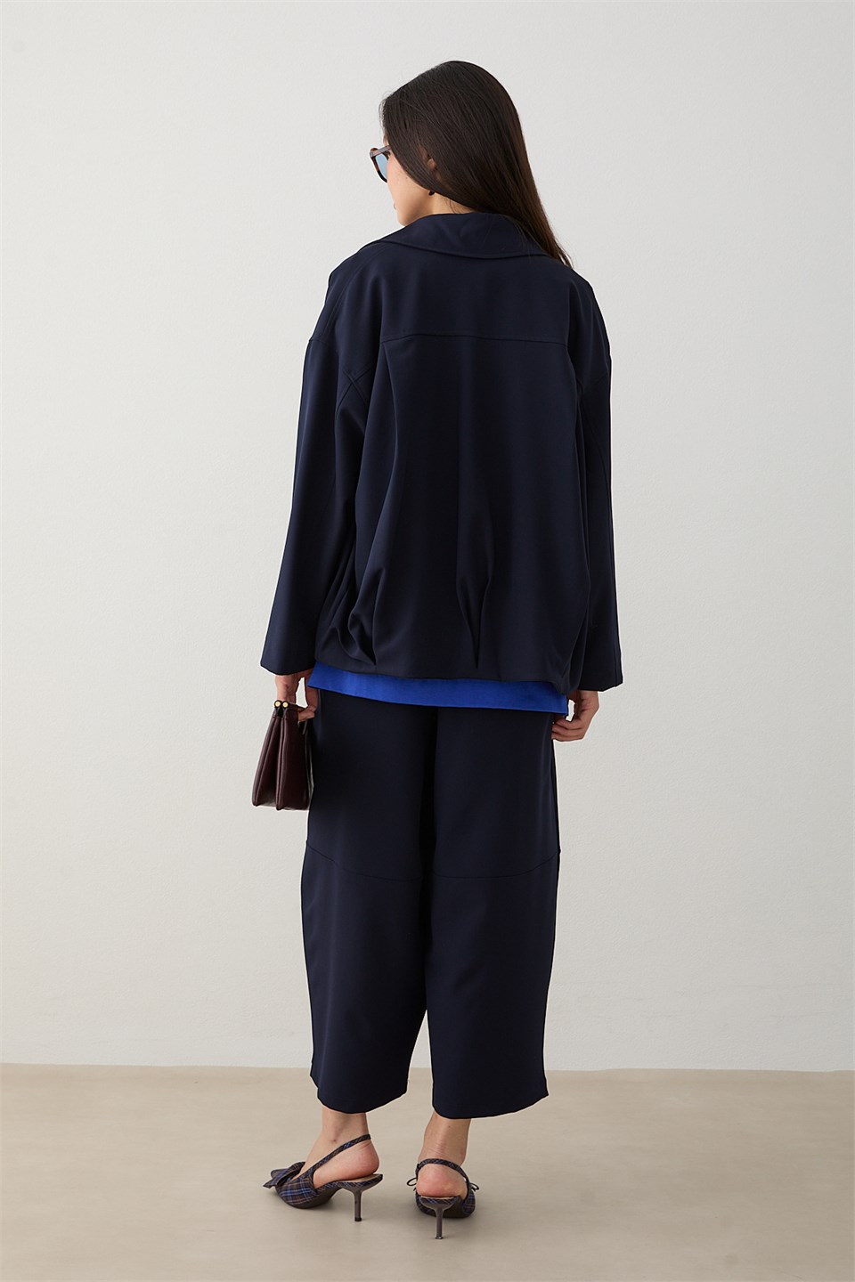 Oversize Ceketli Pantolonlu Takım - Lacivert