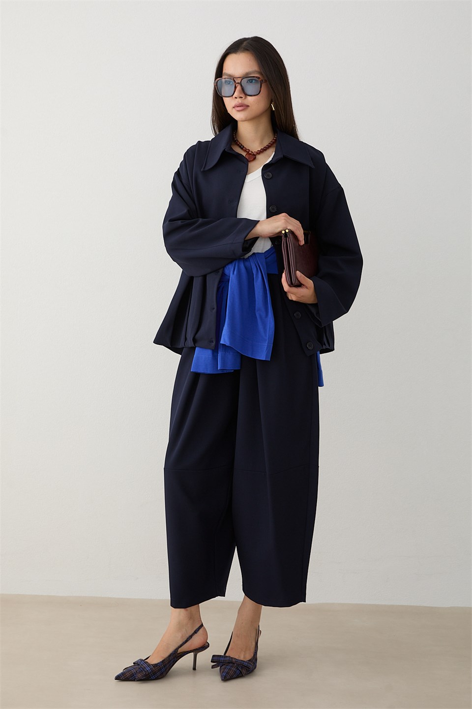 Oversize Ceketli Pantolonlu Takım - Lacivert