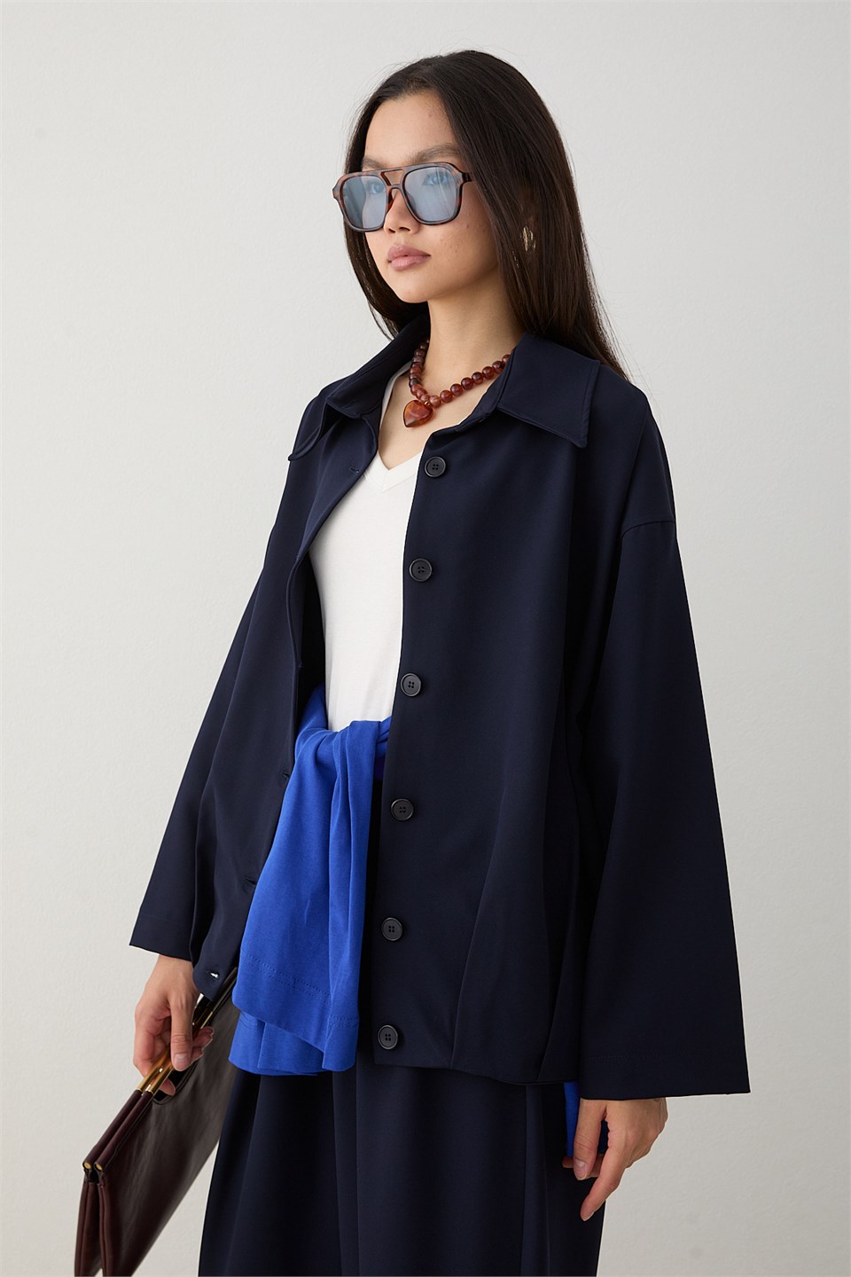 Oversize Ceketli Pantolonlu Takım - Lacivert