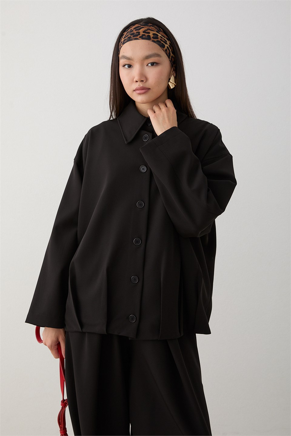 Oversize Ceketli Pantolonlu Takım - Siyah