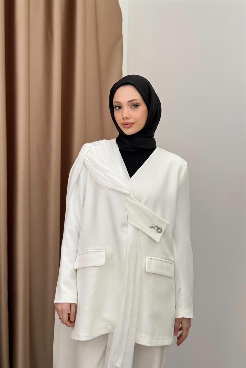 Cape and Jacket Suit - White