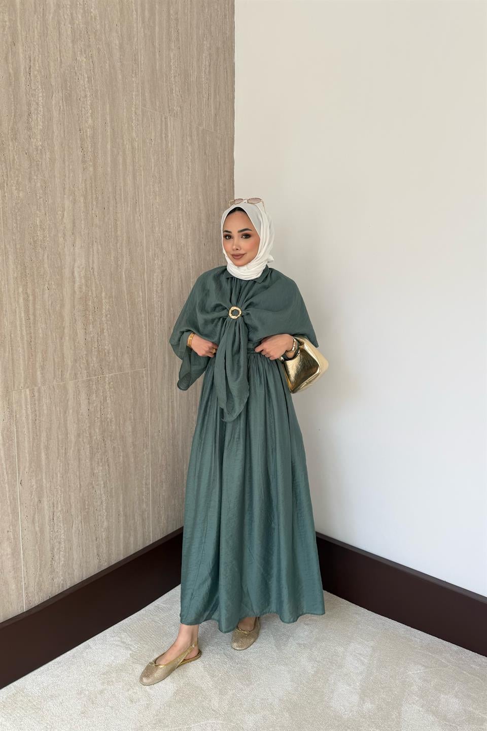 Pelerinli Vual Etekli Takım - Çağla