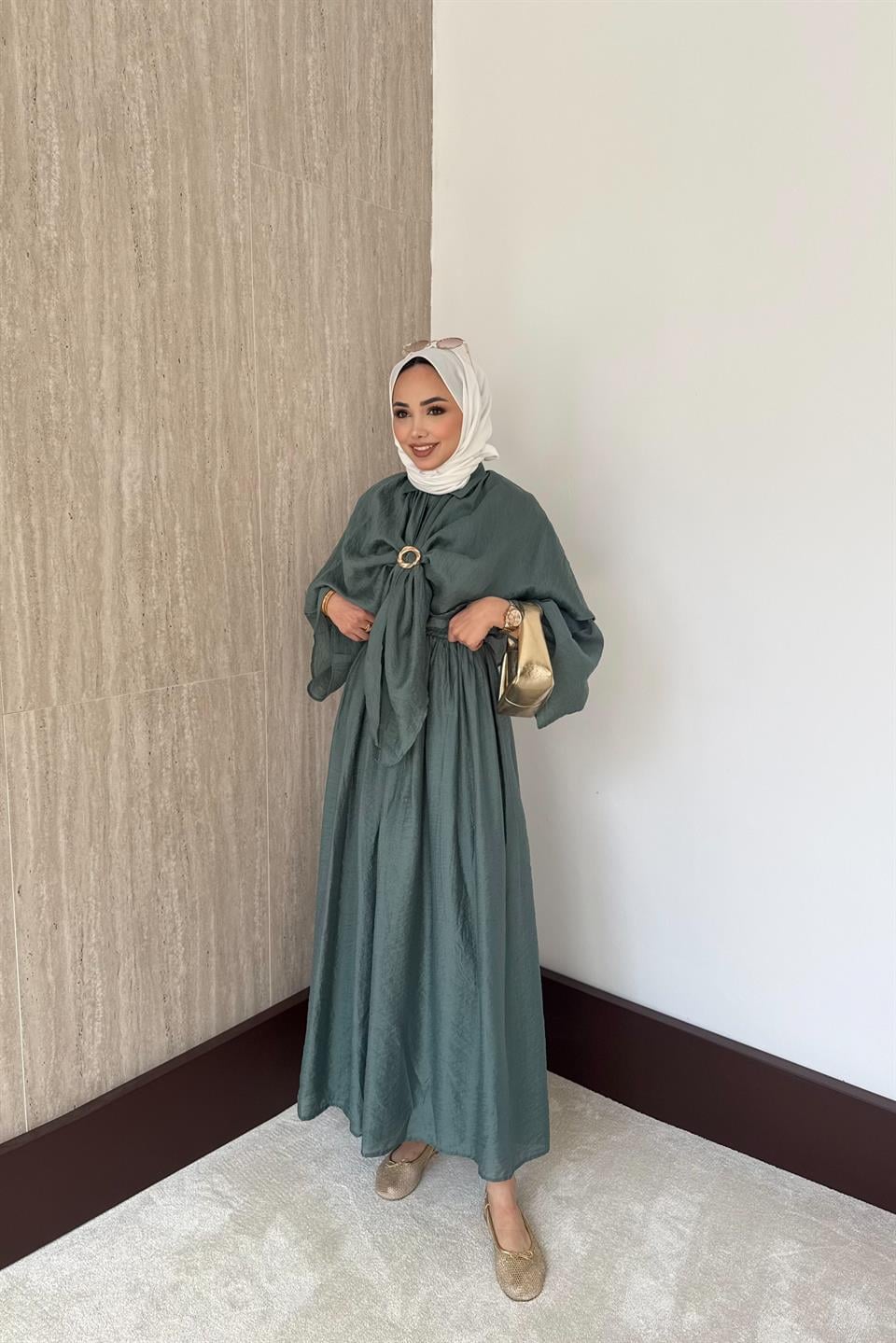 Pelerinli Vual Etekli Takım - Çağla