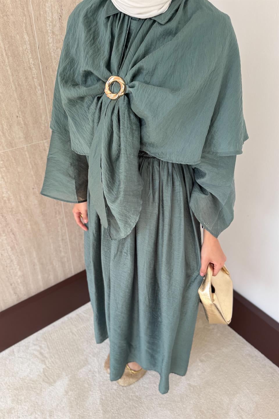 Pelerinli Vual Etekli Takım - Çağla