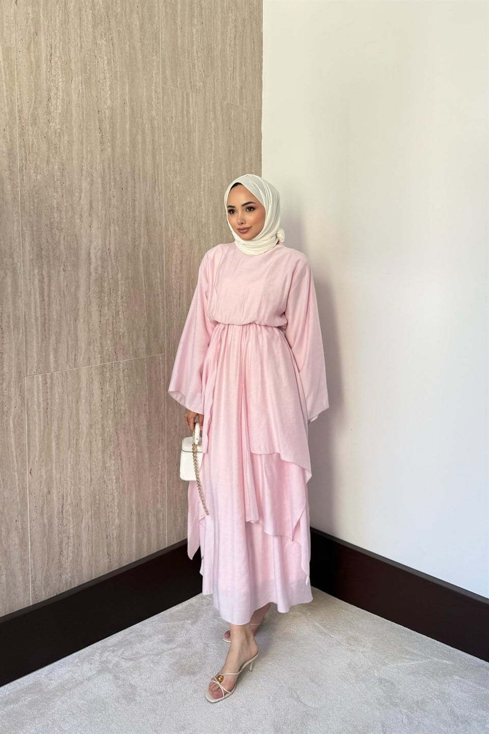 Perla Modal Elbise - Pembe
