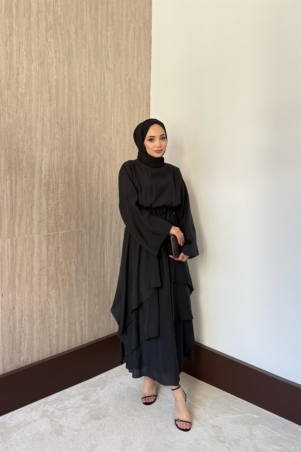 Perla Modal Elbise - Siyah